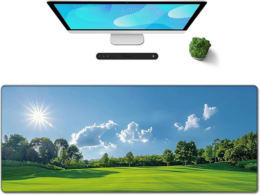 Galdas Gaming Mouse Pad XXL XL Large Long Extended Big Mousepad Non-Slip Rubber Keyboard Mouse Pad with Stitched Edges for Laptop Home Office (31.5x11.8x0.08 Inch) … (Grass)