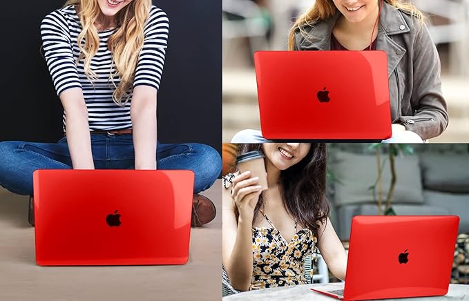 CISSOOK Clear Red Case for MacBook Pro 13 Inch 2025-2020 Release M2 A2338 M1 A2251 A2289 Model, Hard Shell Case with Keyboard Cover +Screen Protector for MacBook Pro 13" with Touch Bar -Clear Red
