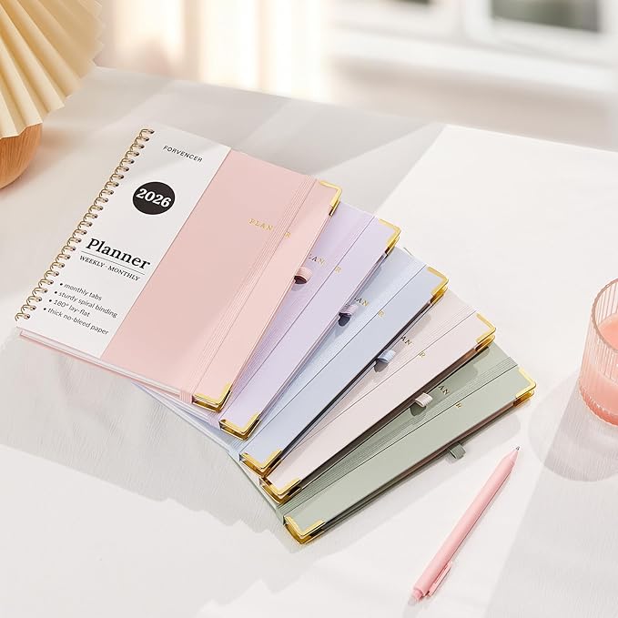 2026 Planner, Forvencer Calendar Planner Weekly and Monthly, January 2026-December 2026, 6" X 8", Hardcover Agenda Book with Tabs, Cute Daily Journal Planning with Inner Pocket, Home College Organizer Notebook for Office School Supplies, A5, Purple