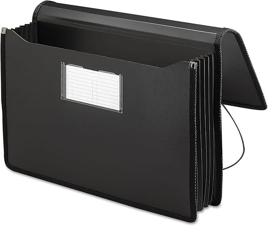 Smead Poly Wallet, Accordion File Organizer for File Folders, Legal Size, Black, 5-1/4 inch Expansion, Office Supplies, Document Organizer (71510)