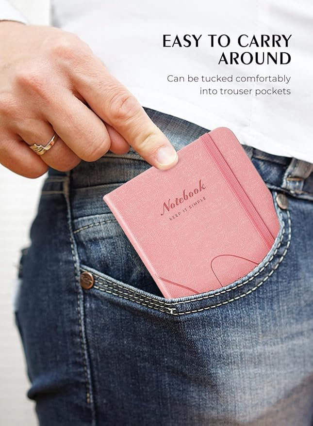 AISBUGUR Pocket Notebook, Small Notebook, 2-Pack Total 320 Pages,3.7" x 5.7" Pocket Notebook (2 Pack, Pink)