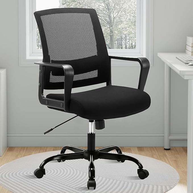 CLATINA Ergonomic Rolling Mesh Desk Chair with Executive Lumbar Support and Adjustable Swivel Design for Home Office Computer Black 4 Pack