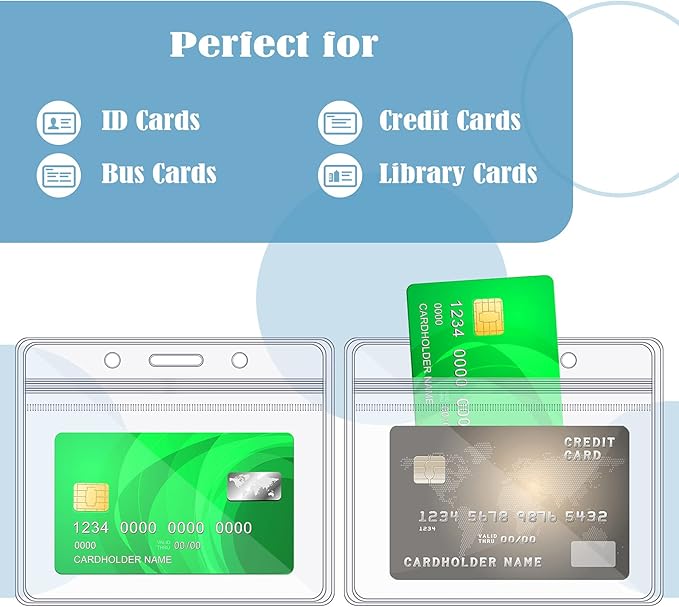 Zonon 150 Pcs Name Badge Holders Clear Plastic ID Card Name Tag Holders Badge Sleeves Horizontal Waterproof Transparent PVC Sleeve Cover Pouch for Office School Travel(4.13 x 3.54 Inch)