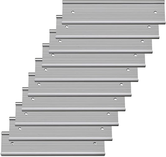 10 Pack 2” x 10” Aluminum Name Plate Holders for Door or Wall, Office Wall Mount Name Plate Holder with Textured Design and Double Sided Tape, for Office, Business, Meeting Room (Silver)
