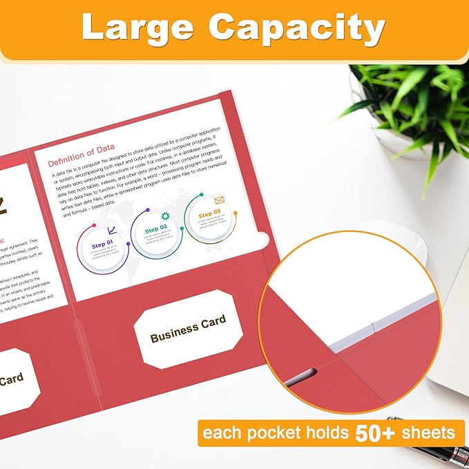 Folders with Pockets, LAYZZ 60 Pack Paper Pocket Folders, 2 Pocket File folders Fits Letter Size Paper, for School Office and Home, Assorted 6 Colors