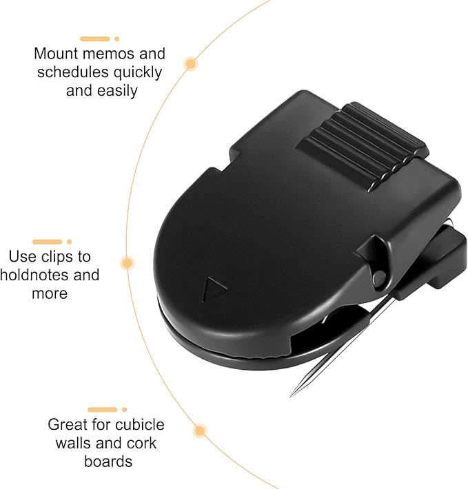 15 Pcs Cubicle Clips Fabric Panel Cubicle Accessories Fabric Partition Panel Wall Clip Office Photos Wall for Notes Memos Standard Size, 40-Sheet Capacity (Black)