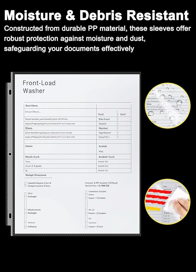 Clear Sheet Protectors for 3 Ring Binder, 500 Pack Plastic Sleeves for Paper 8.5x11, Acid Free Page Protectors Sleeves, Top Loading Document Protector Sheets for School Office Home.