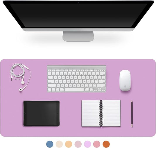 Leather Desk Pad Protector,Non-Slip Desk Pad,on-Slip PU Leather Large Mouse Pad,Easy Clean Desk Protecor Mat,Writing Pad for Office Work/Home/Decor(Light Purple, 31.5" x 15.7")