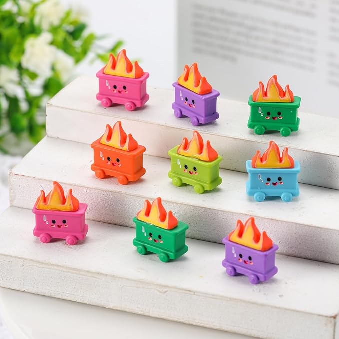60 Set Resin Dumpster Trash Shape with Fire Gift Team Employee Appreciation Gift Emotional Desk Accessories for Staff Teacher Office Coworker Nurse Medical Volunteer Favor (Classic Color)
