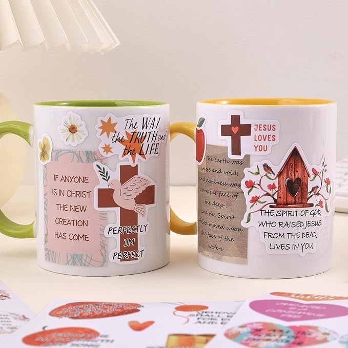 300+ Inspirational Christian Stickers, Waterproof Bible Verse Jesus Stickers for Water Bottles Laptop Scrapbook Journaling Planner, Bible Study Vision Board Supplies Christian Easter Gifts for Women