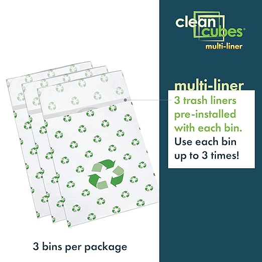| 30 Gallon Multi-Liner Disposable Trash Cans (3-Pack) - Reusable Garbage and Recycling Bins for Parties, Events, and More (Recycle)