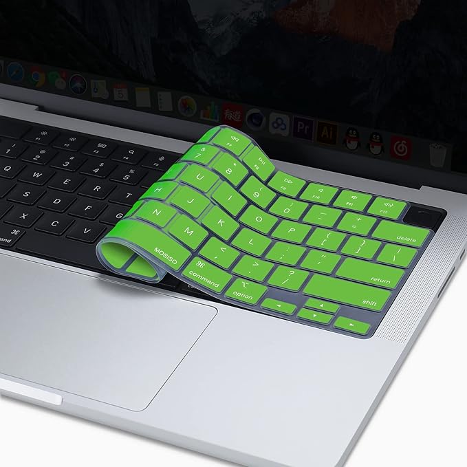 MOSISO Keyboard Cover Skin Compatible with MacBook Air 15 inch M3 A3114 M2 A2941/Air 13.6 A3113 A2681/Pro 14/16 M4 M3 M2 M1, Lime Green