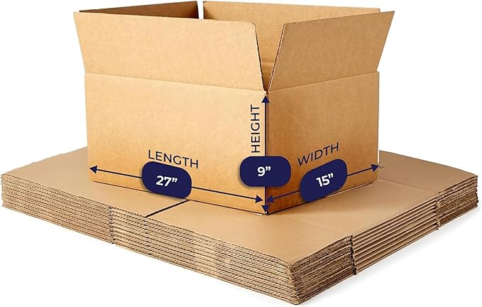 6 Pack Sturdy Cardboard Moving Boxes 27x15x9 – Durable Shipping, Packing, and Medium Storage Boxes for Long-Distance Moves – Versatile Moving Supplies for Packing and Shipping Needs