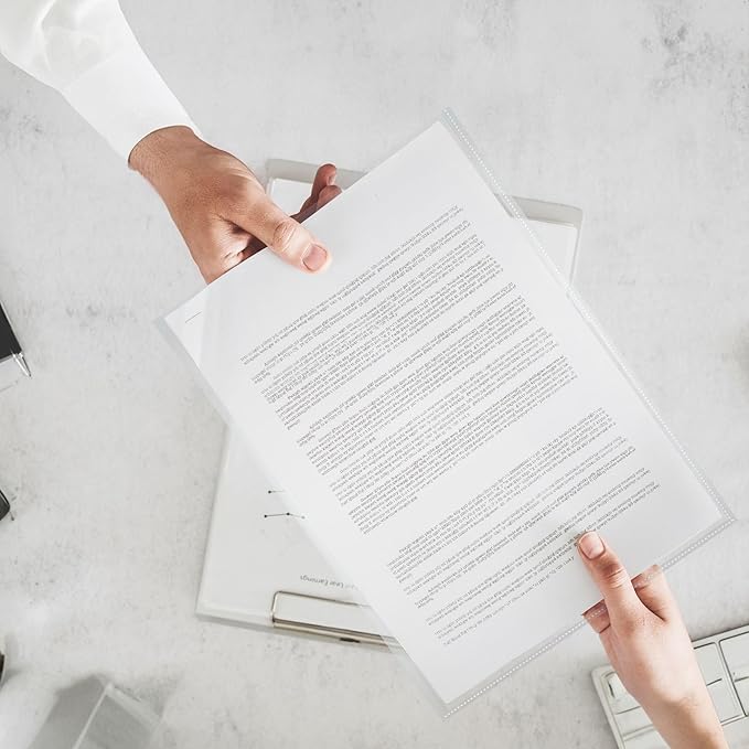 Performore 50 Clear No Hole Sheet Protectors, 8.5" x 11", Plastic Sheet Sleeves, Top Loading Paper Protector, Archival Safe for Documents and Photos