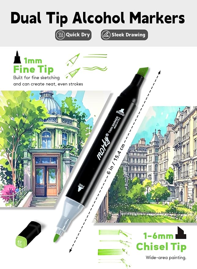 320 Colors Alcohol Markers with Free App, Chisel & Fine Tip Alcohol-Based Marker Set for Adults Kids, Dual Tip Artist Markers for Drawing, Coloring Illustration, Painting and Great Gift Idea