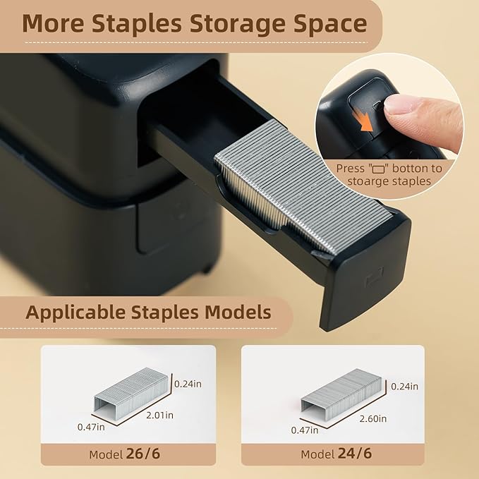 deli Stapler, Desktop Staplers with Integrated Staple Remover, 45 Sheet Capacity Office Stapler, 2 Pack, Black