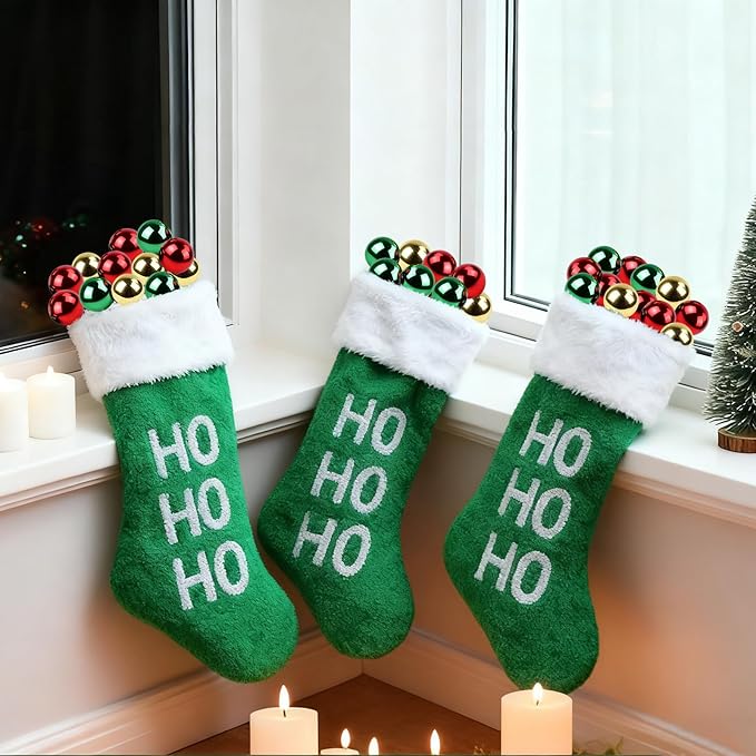 YIYA 18 PCS Christmas Tree Picks Ornaments 3 Color Red Green Gold Xmas Decor on Wired Stems Shatterproof Xmas Ball Picks Branches for Tree Vase Wreath Garland Indoor Outdoor Garden Holiday Party Decor