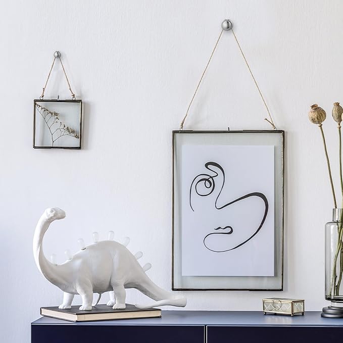 Ferraycle 40 Piece Double Headed Picture Hangers Nails 4 Size Long Thumb Tacks for Wall Hanging Decorative Nails Push Pins Picture Hooks for Drywall Photo Decor, 10/20/ 30/ 50lb(Silver)