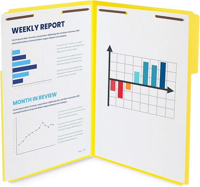 Blue Summit Supplies Legal File Folders with Fasteners, Legal Size, Colored Folders with Fasteners, 1/3 Cut Reinforced Tabs, Durable 2 Prongs, Designed to Organize Medical or Law Files, 50 Pack
