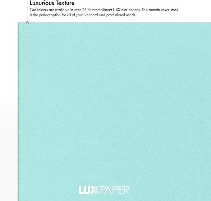 LUXPaper 9" x 12" Presentation Folders | Two Pocket | Seafoam Blue | 100lb. Cover | 10 Qty