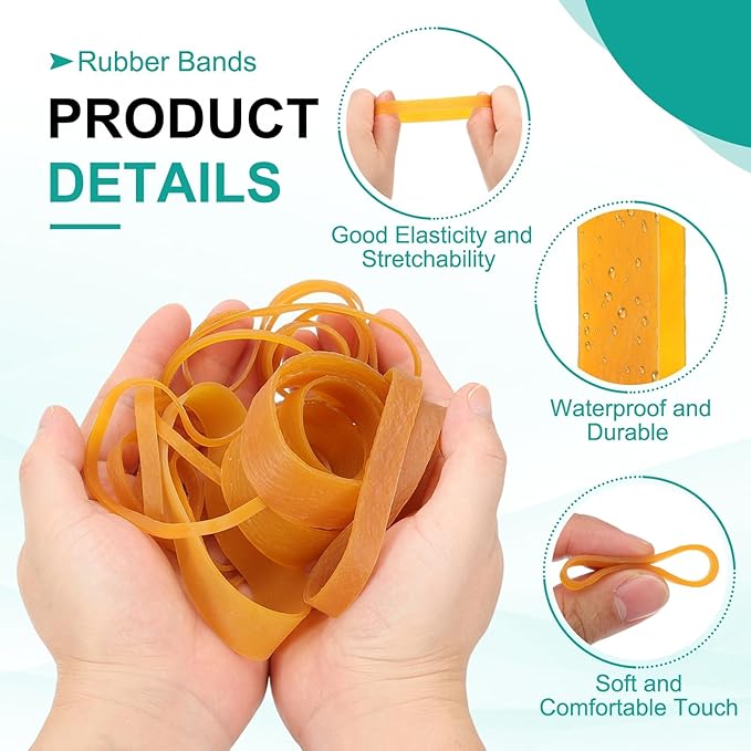 uxcell 75Pcs Rubber Bands, 3.94 x 0.79 Inch Elastic Stretchable Rubber Bands Home Office Supplies for File Folders Little Boxes Securing Trash Can, Yellow