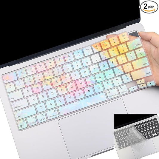 2 Pack Colorful Keyboard Cover for 2025-2023 MacBook Air 13" 15" M4 M3 M2, 2025-2021 MacBook Pro 14" 16" M5 M4 M3 M2 M1 Pro/Max, Keyboard Skin for 14.2" 16.2" MacBook Pro /13.6" 15.3" MacBook Air, US