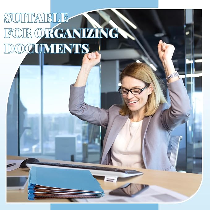 Skyygemm 60 Pcs Classification Folders Letter Size, 1 Divider Pressboard File Folder with Fasteners, Expanding File Organizer Bulk for Teachers, Clergy, Office, Church, Christmas Donations (Blue)