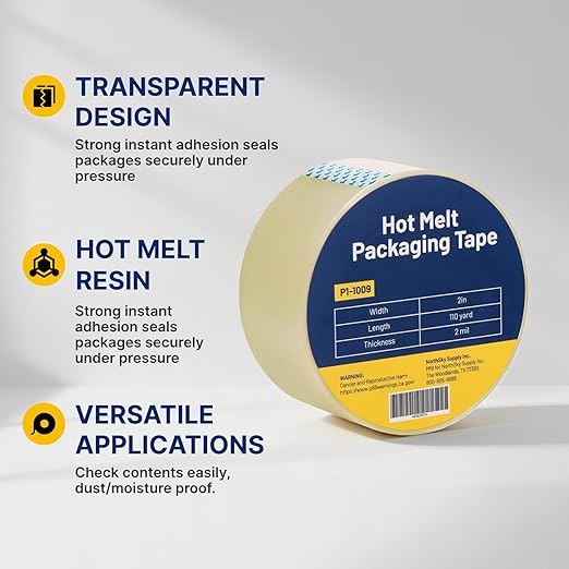 NORTHSKY Hot Melt Packing Tape, Clear, 2 mil, 2 inch x 110 Yards, Ultra Strong, Refill for Packaging and Shipping