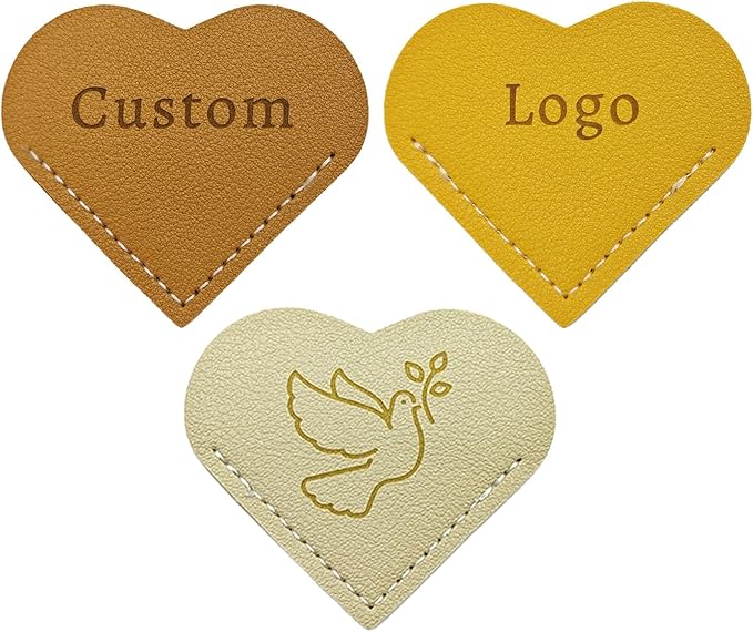 Handmade 3 Pcs Leather Heart Bookmarks - Personalized Corner Page Book Mark with Initials Custom, Cute Reading Gifts for Women Men, Teachers, Students, Mum, Dad, Book Lovers (Love 3 Pcs-Custom)
