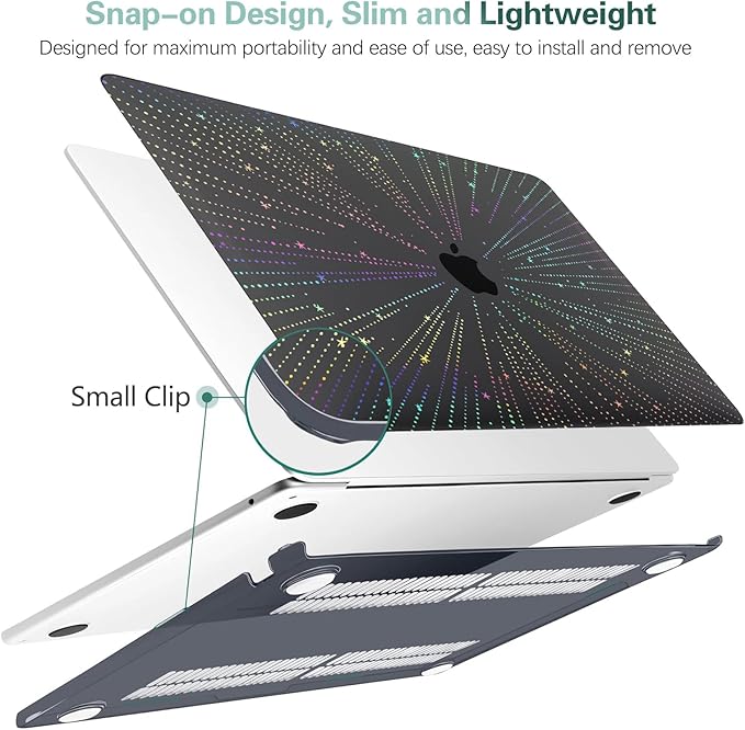 KEROM Clear Black Case for MacBook Pro 14 inch 2024-2021 M4 M3 M2 M1 Pro/Max Chip A3112 A3185 A3401 A2918 A2992 A2779 A2442, Plastic Hard Shell Case & Keyboard Cover for MacBook Pro 14'', Line