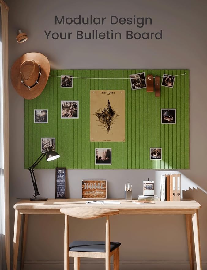 Large Felt Bulletin Board 48" x 36" Cork Board Alternative-12 Pack with 70 Safe Removable Adhesive Tabs, Cork Boards for Walls Cork Board for Home Office Classroom Pin Board (Grass Green)