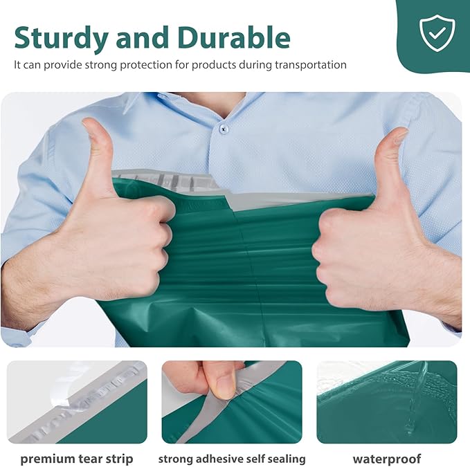 Fuxury 500 Pcs Poly Mailers 14.5x19 Inch, Bulk Shipping Bags for Clothing, Strong Adhesive Shipping Envelopes for Small Business Suppliers,Waterproof Mailers Poly Bags Mailing Envelopes Green