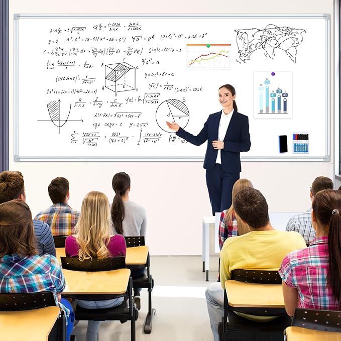 4'x8' WhiteBoard Magnetic Dry Erase White Board for Wall - Belgian Enamel Large WhiteBoard for Business, Education & Government - Durable Aluminum Frame Wall Mounted Whiteboards for Professionals