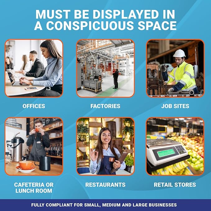 2025 California State and Federal Labor Law Poster - English Version- OSHA Workplace Compliant - Mandatory Regulations Posting for Employees - All-In-One Required Compliance Posting 16" x 40" Laminated (English)