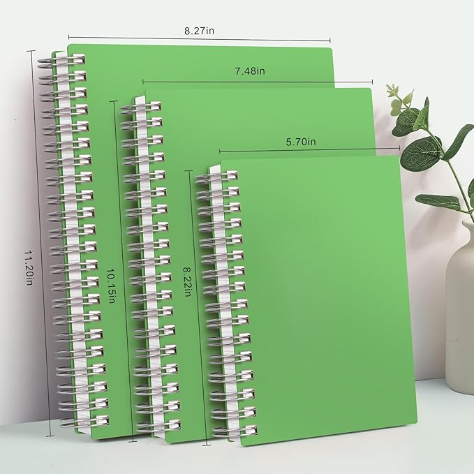 AHGXG Spiral Notebook College Ruled - Large Spiral Notebook 8.5" x 11", 300 Pages Writing Journal for Work, 100GSM Thick Paper, Plastic Hardcover A4 Notebook for School Supplies Women Men, Green