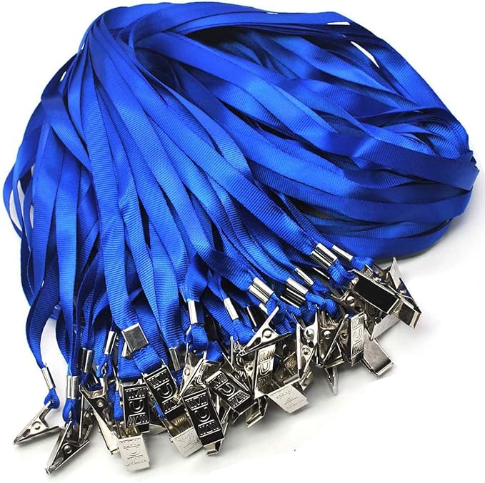 4x3 Name Tags Badge Holder with Lanyard 50 Pack Waterproof Horizontal ID Badge Holder and 50 Pcs Lanyards Nametag for Conferences, Events, and Meetings (Blue, 4 X 3 inches)