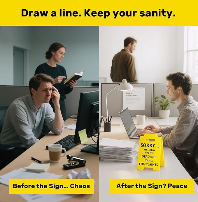 Funny Office Desk Decor Sign, Funny Desk Accessories for Work, Office Signs Cubicle Decor Birthday Gifts for Boss Lady, Men, Women, Coworkers, Teacher, Principal, Manager