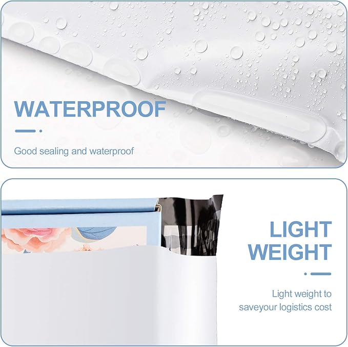Metronic 6x9 Poly Mailer Envelopes 100 Pack Shipping Bags with Self Adhesive, Waterproof and Tear-Proof Postal Bags in White