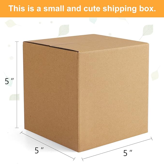 Eupako 5x5x5" Cardboard Box Mailers 25 Pack Brown Cube Corrugated Small Shipping Boxes for Mailing