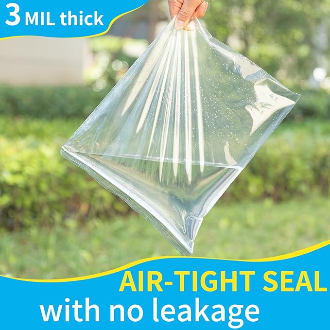 13" X 15" (30 Count) 2 Mil Clear Plastic Shirt Bags, Reclosable Large Poly Bags with Zip Seal for Travel, Storage, Packaging, Shipping
