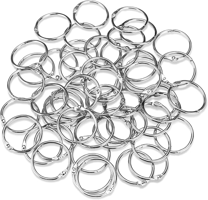 AMOSTBY Loose Leaf Binder Rings,100P Binder Rings Keychain,Key Rings for School,Office,Home (1'')