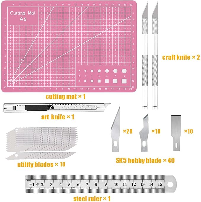 Exacto Knife Precision Carving Craft Hobby Knife Kit with 40 PCS Exacto Blades for DIY Art Work Cutting, Hobby, Scrapbooking, Stencil (Pink)