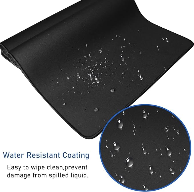 Large Extended Gaming Mouse Pad with Stitched Edges, 47.3 X 23.6 in Desk Pad Durable Non-Slip Natural Rubber Base, Waterproof Computer Keyboard Mat for Esports Pros, Gamer, Desktop, Black