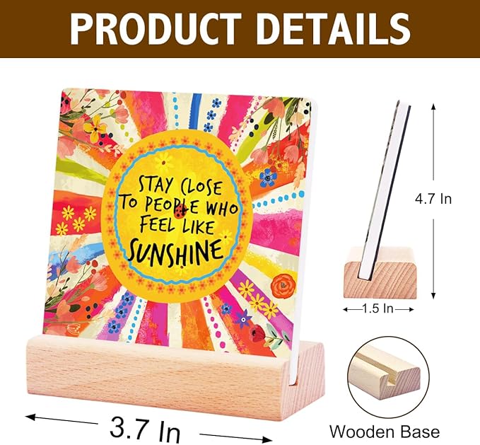 Inspirational Gifts for Teen Girls Women Birthday Christmas-Encouragement Gift Cheer Up Gifts for Friends-Sunshine Desk Decor-Stay Close to People Who Feel Like Sunshine Sign Ceramic Plaque