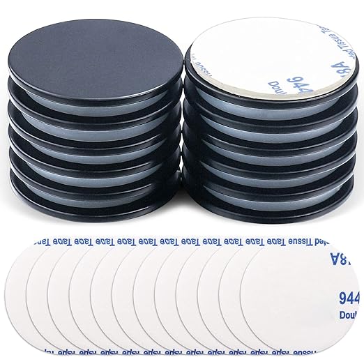 LOVIMAG Waterproof Strong Rare Earth Magnets,Powerful Neodymium Disc Magnets with Epoxy Coating and Double-Sided Adhesive Ideal for Fridge, Scientific, Craft,Office etc,1.26 inchx0.08 inch-Pack of 12