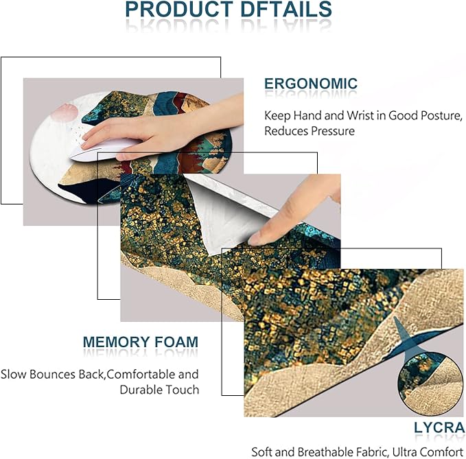 ArtSo Mouse Pad Keyboard Wrist Rest Support Ergonomic, Upgraded Cushion Mousepad Gel Memory Foam Non-Slip Rubber Base Pain Relief & Easy Typing for Home,Office, Colorful Mountain