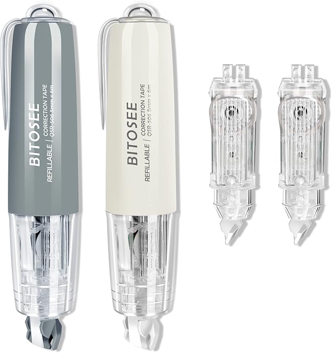 Refillable Retractable Quick Dry White Correction Tape,Mini Small Aesthetic Cute Correction Tape, with Easy to Use Kawaii Pen Shaped Applicator,for School Office Supplies