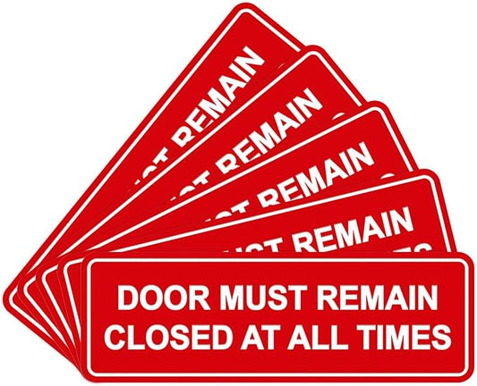 Signs ByLITA Standard Door Must Remain Closed At All Times Sign (Red) - Small 5 Pack
