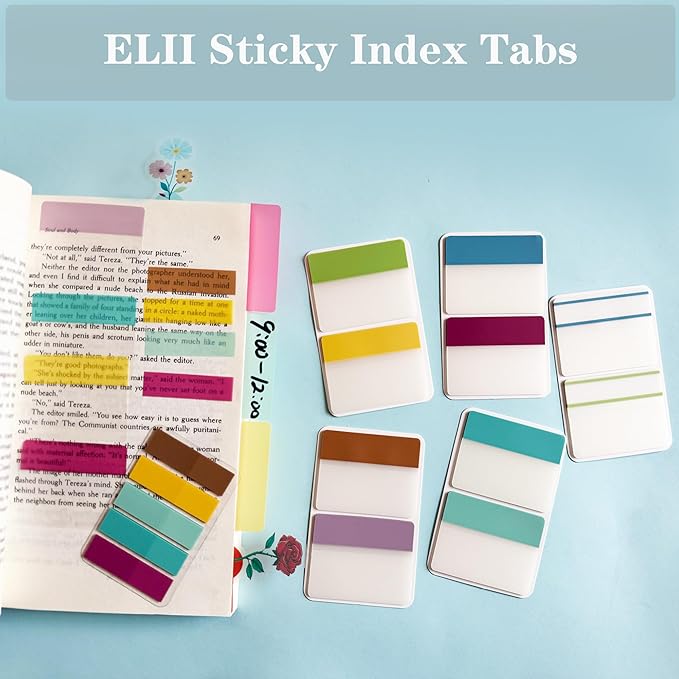 ELII 500 PCS Sticky Index Tabs 2 Inch Book Tabs,Clear Sticky Notes for Pages Notebooks File Tabs Self Adhesive