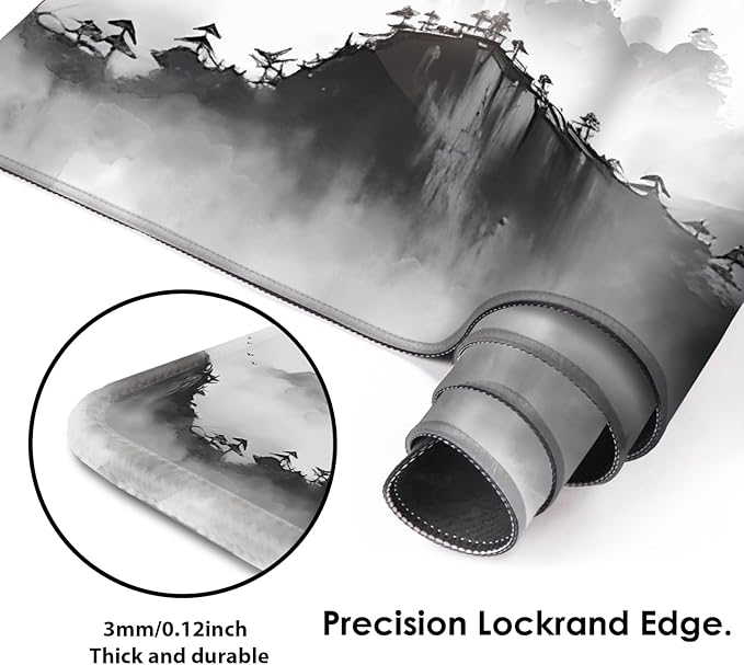 Galdas Gaming Mouse Pad XXL XL Large Long Extended Big Mousepad Non-Slip Rubber Keyboard Mouse Pad with Stitched Edges for Laptop Home Office (31.5x11.8x0.08 Inch) … (Black Ink)